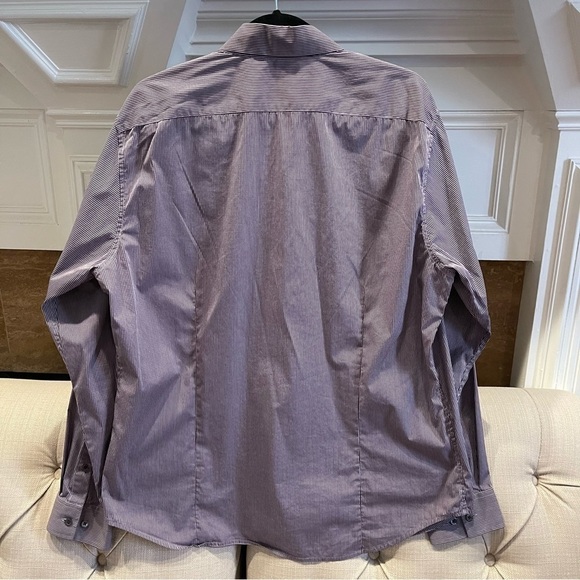 Bf: Theory Men’s Size XXL Purple Blue Gingham Button down Dress shirt - Picture 2 of 10